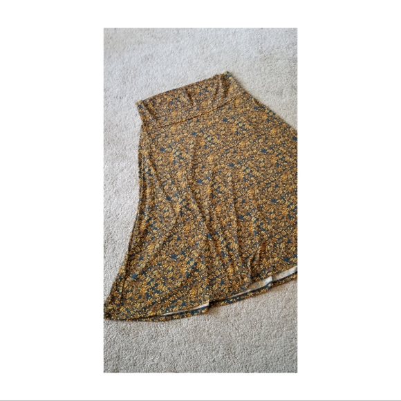 Lularoe Azure Flowy A-line Skirt in Classic Golden Floral Print Size Large - Picture 1 of 5